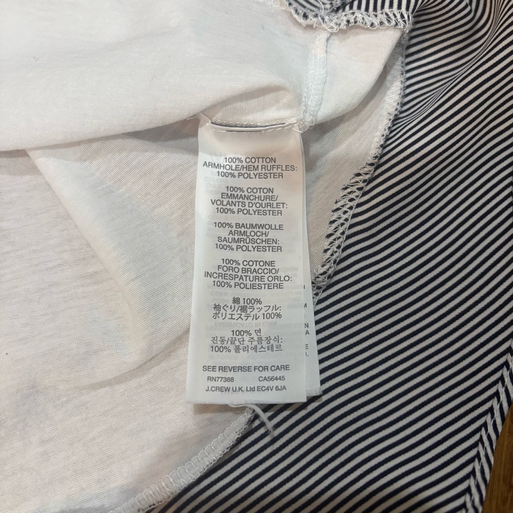 J. Crew Cream Sleeveless Top with Striped Ruffle at Hem Size M 100% cotton - Picture 6 of 8